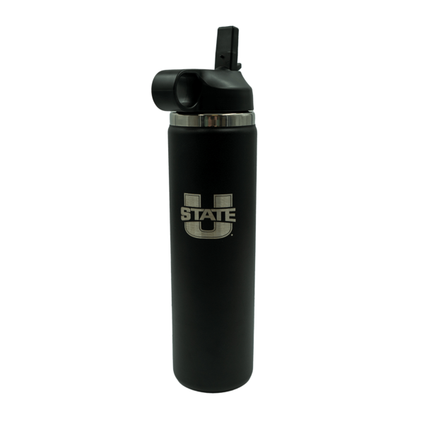 Black Hydro Flask Waterbottle 24 Oz. Straw Cap Black